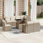 vidaXL Salon de jardin avec coussins 9 Pièces beige résine tressée