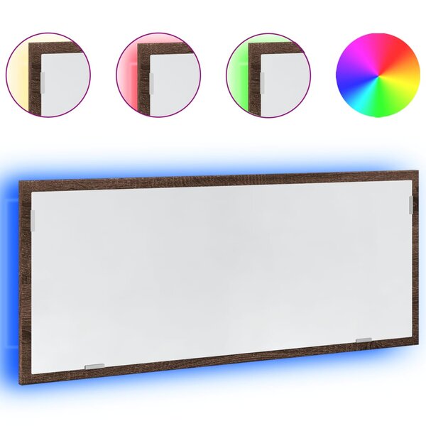 vidaXL Miroir de salle de bain à LED chêne marron bois d'ingénierie