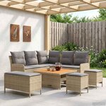 vidaXL Ensembles de meubles 7 Pièces Beige et Gris clair Rotin PE