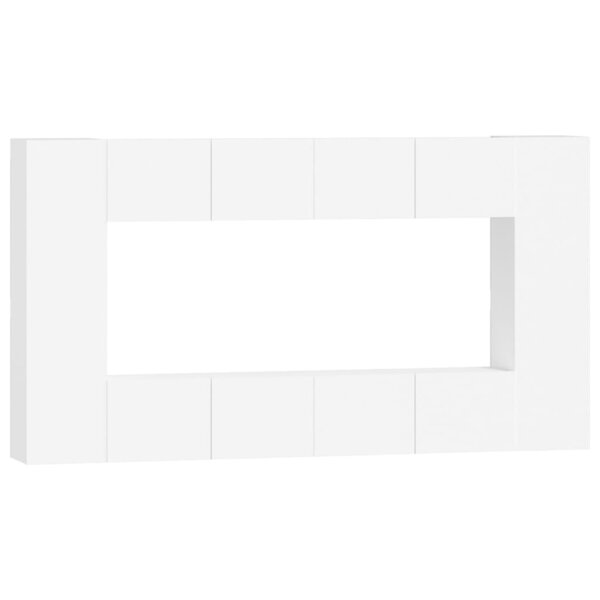 vidaXL Ensemble de meubles TV 8 Pièces Blanc Bois d'ingénierie