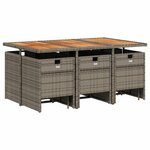 vidaXL Ensemble à manger de jardin 11Pièces avec coussins gris poly rotin