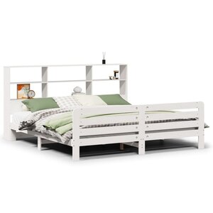 vidaXL Cadre de lit sans matelas blanc 200x200 cm bois massif de pin