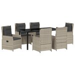 vidaXL Set de salle à manger de jardin 7 pièces gris clair en poly rattan