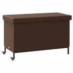 vidaXL Boîte de rangement de jardin et roues marron résine tressée