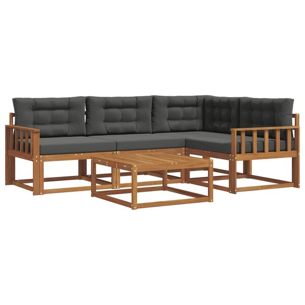 vidaXL Ensemble de canapés d'extérieur 5 Pièces Naturel et Anthracite
