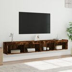 vidaXL Meubles TV avec lumières LED 2 Pièces chêne fumé 100x30x30 cm