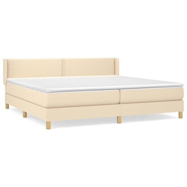 vidaXL Sommier à lattes de lit avec matelas Crème 200x200 cm Tissu