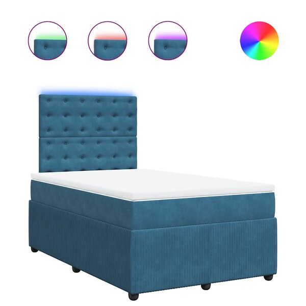 vidaXL Sommier à lattes de lit et matelas bleu 120x200 cm velours