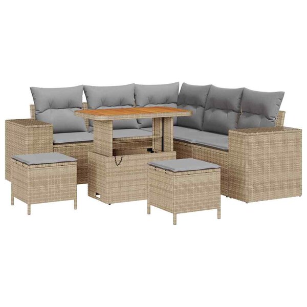 vidaXL Ensemble de canapé de jardin 8 Pièces Beige  Gris clair