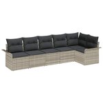 vidaXL Ensemble de canapé de jardin 6 Pièces Gris clair Poly rotin