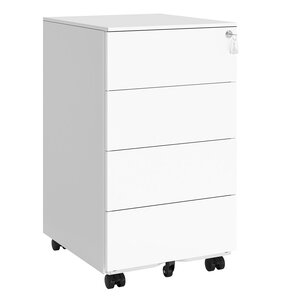 Caisson de bureau mobile verrouillable avec 3 tiroirs rangement de documents papeterie préassemblé pour bureau bureau à domicile 39 x 45 x 55 cm blanc 12_0004822
