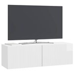 vidaXL Meuble TV mural Montage mural Blanc brillant 98 x 31 x 30 cm