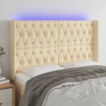 vidaXL Tête de lit à LED Crème 147x16x118/128 cm Tissu