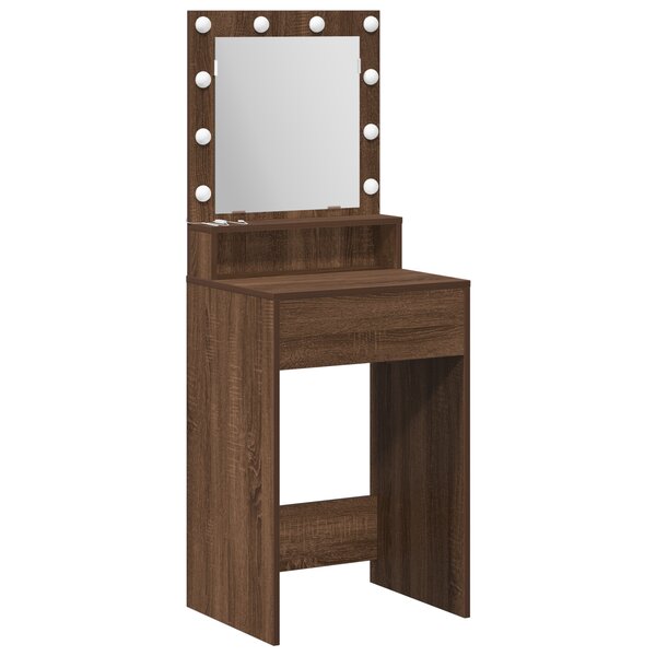 vidaXL Bureau de Maquillage avec Lumières LED - Chêne Marron - 50x41x135 cm