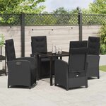 vidaXL Ensemble de salle à manger pour jardin 5 Pièces Noir polyrotin