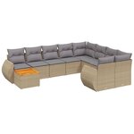 vidaXL Salon de jardin avec coussins 10 Pièces beige résine tressée