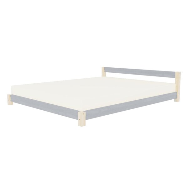 Lit double scandinave COMFY 160 x 200 gris et naturel