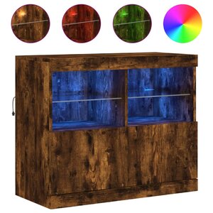 vidaXL Buffet avec lumières LED chêne fumé 81x37x67 cm