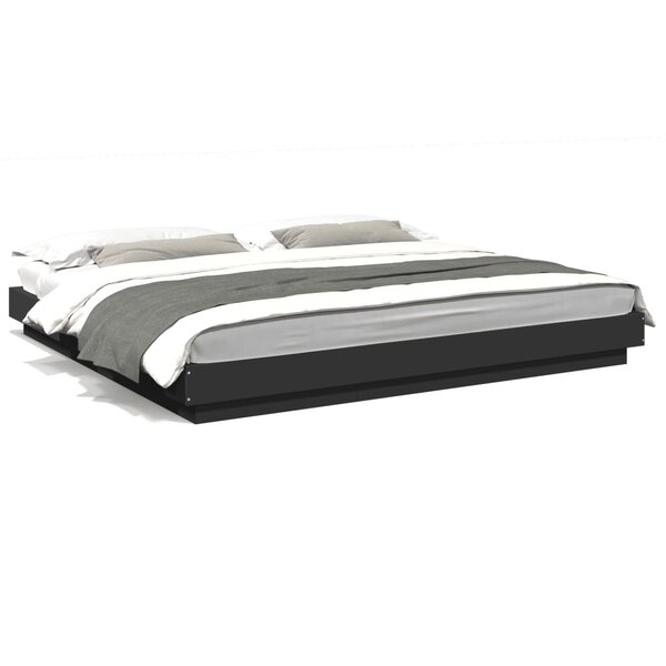 vidaXL Cadre de lit avec lumières LED sans matelas noir 180x200 cm