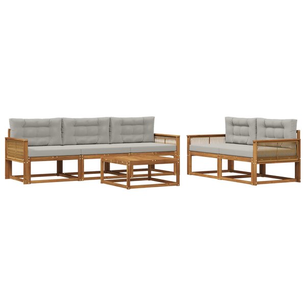 vidaXL Ensemble de canapés d'extérieur 6 Pièces Naturel et Gris clair