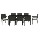 vidaXL Ensemble de salle à manger pour jardin 9 Pièces Noir Poly rotin