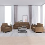 vidaXL Ensemble de canapés 3 Pièces avec coussins Marron Tissu