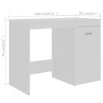 Bureau table poste de travail meuble d'ordinateur informatique étude 140 x 50 x 76 cm bois d’ingénierie blanc 02_0023523