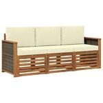vidaXL Ensembles de canapés avec coussin 3 Pièces Bois d'Acacia Massif