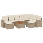 vidaXL Salon de jardin avec coussins 10 Pièces beige résine tressée