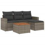vidaXL Salon de jardin 5 Pièces avec coussins gris résine tressée