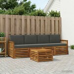 vidaXL Ensemble de canapés d'extérieur 5 Pièces Naturel et Anthracite