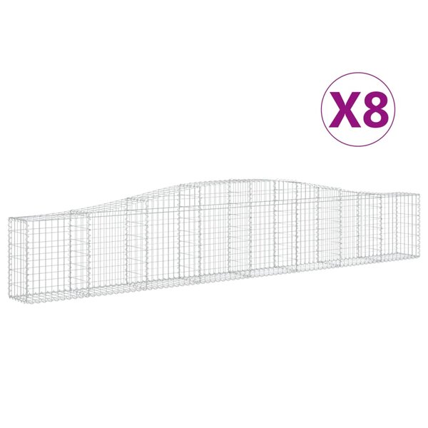 vidaXL Paniers à gabions arqués 8 Pièces 400x30x60/80 cm Fer galvanisé