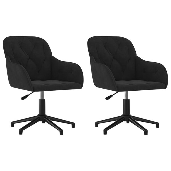 vidaXL Chaises pivotantes à manger lot de 2 Noir Velours