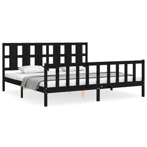 vidaXL Cadre de lit sans matelas noir 200x200 cm bois massif de pin