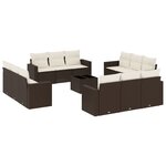 vidaXL Salon de jardin avec coussins 13 Pièces marron résine tressée