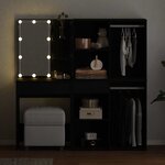 vidaXL Ensemble de table de maquillage LED avec tiroir Chêne noir