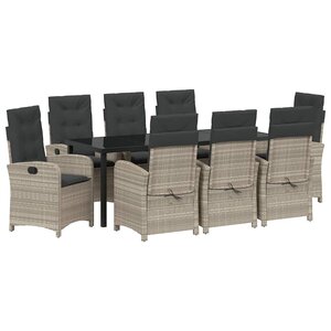 vidaXL Ensemble de salle à manger pour jardin 9 Pièces Gris clair