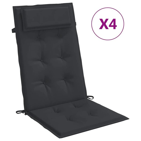 vidaXL Coussins de chaise à dossier haut lot de 4 noir tissu oxford
