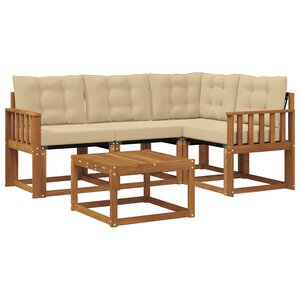 vidaXL Ensemble de canapés d'extérieur 5 Pièces Naturel et Beige
