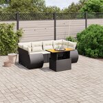 vidaXL Salon de jardin 7 Pièces avec coussins noir résine tressée