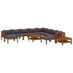 vidaXL Salon de jardin 12 Pièces avec coussin Bois d'acacia solide