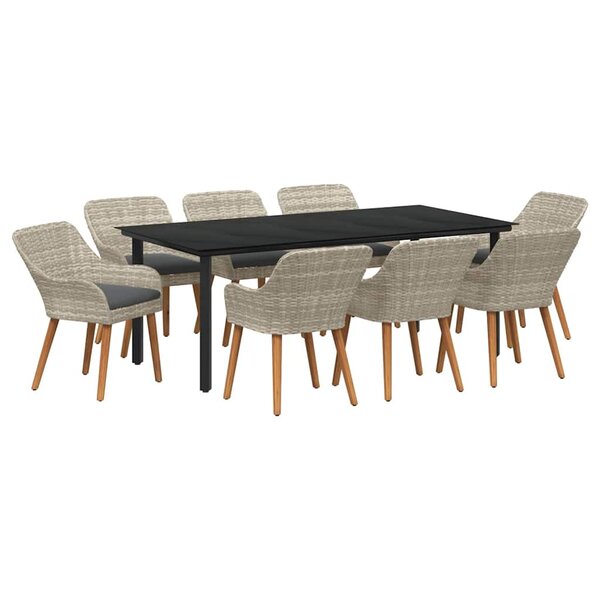 vidaXL Ensemble de salle à manger pour jardin 9 pc Gris clair