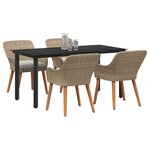 vidaXL Ensemble de salle à manger pour jardin 5 Pièces Beige polyrotin