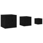 vidaXL Table Gigogne 3 Pièces Chêne noir 45 x 45 x 45 cm
