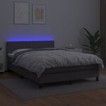 vidaXL Sommier à lattes de lit avec matelas et LED Gris 140x190 cm