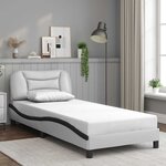 vidaXL Cadre de lit sans matelas Hvar blanc et noir 90x190 cm similicuir