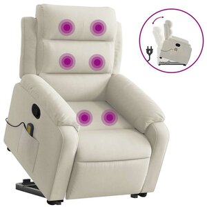 vidaXL Fauteuil de massage inclinable Crème Velours
