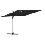vidaXL Parasol cantilever à double toit Noir 300x300 cm