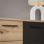 Buffet Particules mélaminé -chêne artisan et Noir- 4 portes + 3 tiroirs - 179 2 x 42 x 74 5 cm