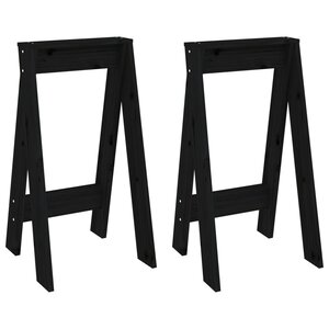 vidaXL Tabourets lot de 2 noir 40x40x75 cm bois massif de pin
